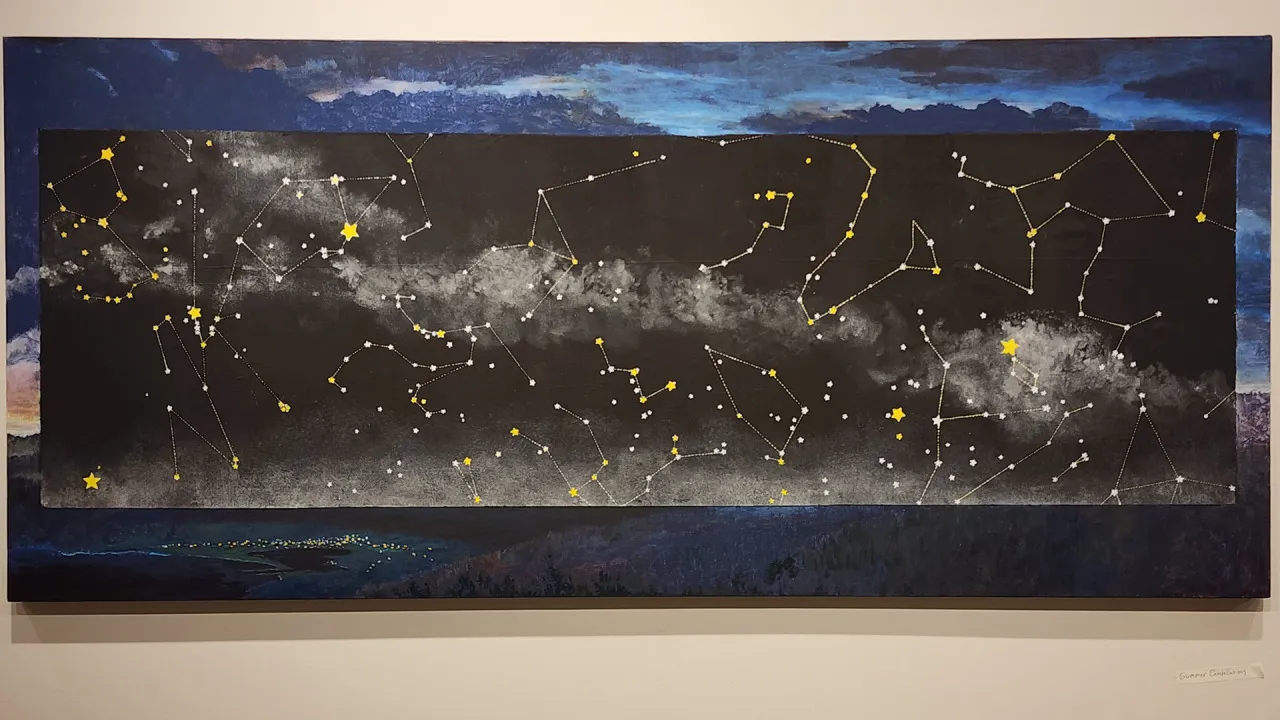 Summer Constellations. 24 in x 60 in. Acrylic on muslin and canvas