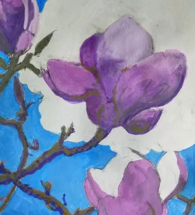 Magnolia. Study for Winter Trees series. Gouache